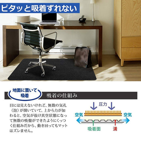 CORVINO 床保護マット160×140cm デスクマット カーペット椅子マット フロアマット 傷防止 フローリングマット 滑り止め 吸音 足元マット カット可能 (Black)