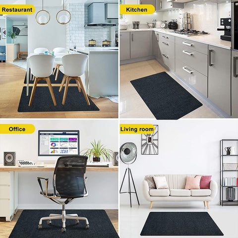 CORVINO 床保護マット160×140cm デスクマット カーペット椅子マット フロアマット 傷防止 フローリングマット 滑り止め 吸音 足元マット カット可能 (Black)